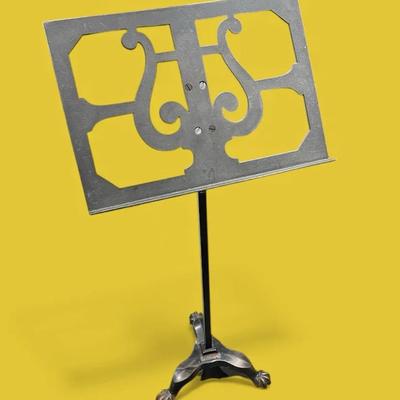 Vintage Antique Cast Iron Adjustable Sheet Composer Music Stand - Board Of Education 