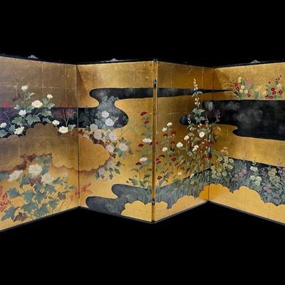 Japanese Byobu Folding Screen 36” X 80”
