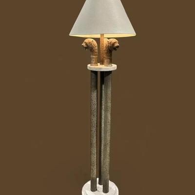 Vintage Neoclassical Style Triple Lion Heads Floor Lamp