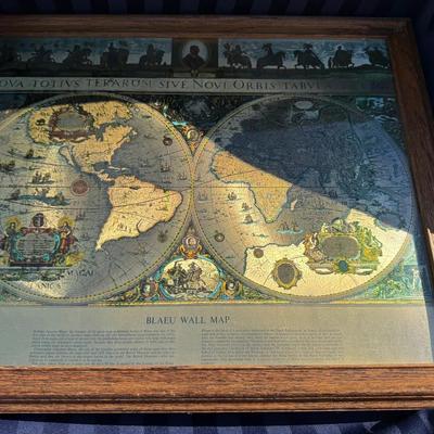 Framed Blaeu World Map Print – “Nova Totius Terrarum Sive Novi Orbis Tabula” – Classic Cartography