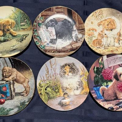 Vintage Collectible Animal Art Plates – Puppy Playtime & Kitten Encounters – Royal Worcester & River