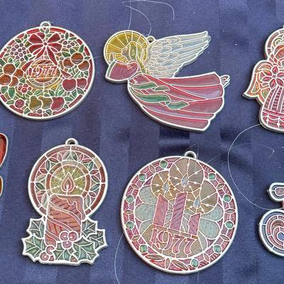 Vintage Enamel Christmas Ornaments Lot – Angels, Santa, Joy, 1977 & 1980 Dated