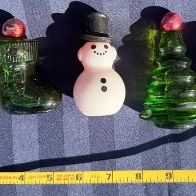 Vintage Scented Blown Glass Christmas Ornaments Lot – Snowmen & Boot Designs – 5 Pieces