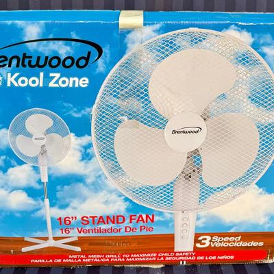 Brentwood Kool Zone 16” Stand Fan – 3 Speed Oscillating (In Box)