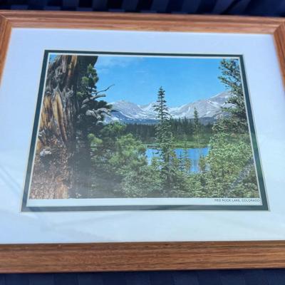 Framed Red Rock Lake, Colorado Scenic Landscape Print – Mountain Lake & Pine Forest, Wood Frame