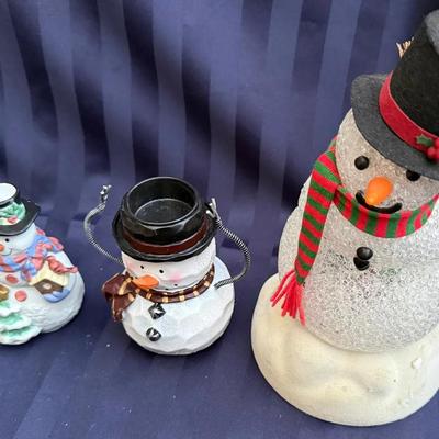 Vintage Snowman Christmas Decor Lot – Lighted Snowman & Figurines