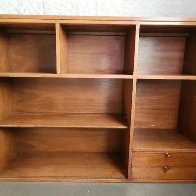 Medium Wood Open Bureau Organizer Storage Unit - 6 Cubbies, 2 Drawers