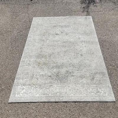 Large Indoor Area Rug - 6' 6" X 9' 2", Silver, White, & Tan Color Design