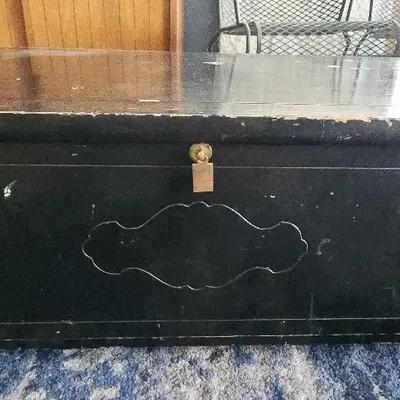 Heavy Caswell-Runyan Cedar Chest - Black Finish with Interesting Brass Handles