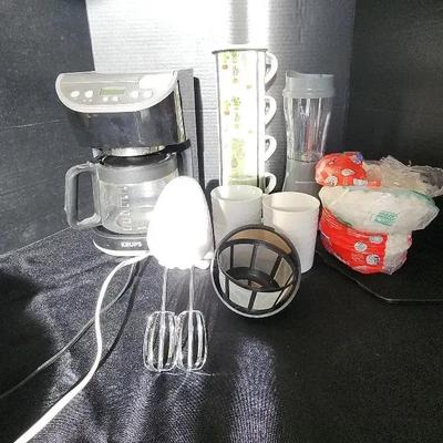 Morning Routine Kitchen - Krups Coffee Pot, Hamilton Beach Smoothie Maker, Mug & Holder, Hand Mixer 
