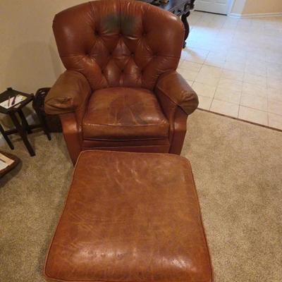 Leather Chair And Ottoman 