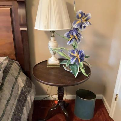 Lamp, End Table, Trash Can