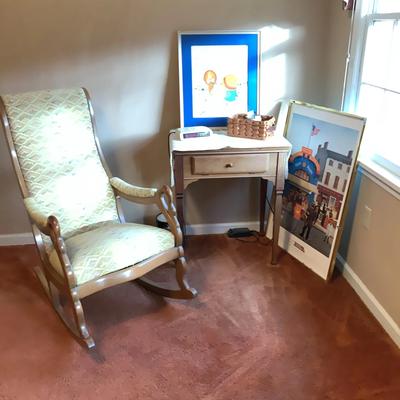 Antique Rocking Chair, Sewing Machine And Misc Items