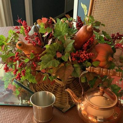 Decorative Collectibles, Copper Tea Pot, Pewter Cup