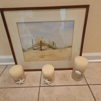 Candles And Beach Print