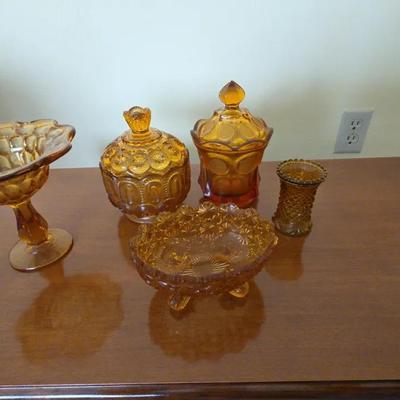 Vintage Amber Coin Glass
