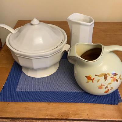 Pfaltzgraff Heritage Soup Tureen Lid,Ladle, Pitcher, Vintage Hall Autumn Leaf Superior Jug Pitcher