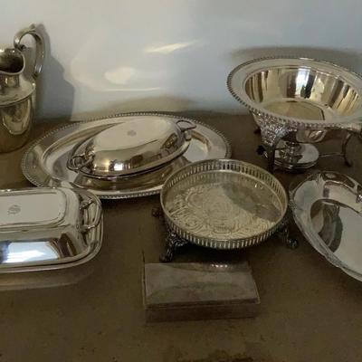 Platters, Chafing Dish, Pitcher, Misc Items