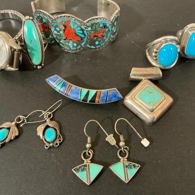 Sterling Silver Signed Zuni And Native American Jewelry 