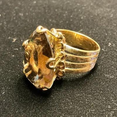 14k Gold Smokey Quartz Ring (Size 6.75) 