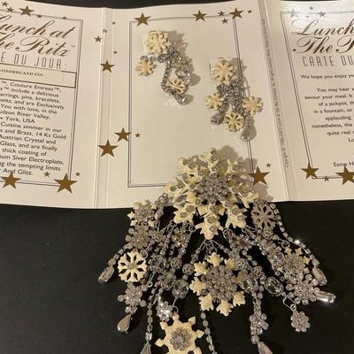 Lunch At The Ritz Winter Wonderland Snowflake Pendant And Earrings 