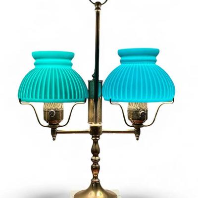 Vintage Brass Double Student Lamp 