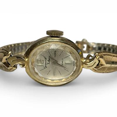 Germinal Voltaire 14k Gold Bezel 17 Jewel Ladies Watch 