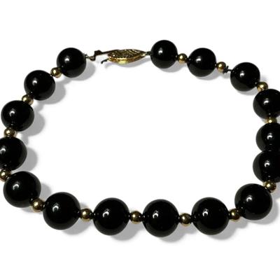 14k Gold Onyx Bracelet (7 Inch)