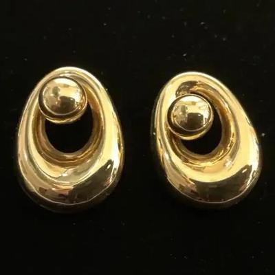 14k Gold Ball Post Earrings w/ Teardrop Jackets (3.74 Grams)