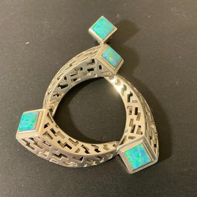 Sterling Silver And Opal Ouroboros Pendant 