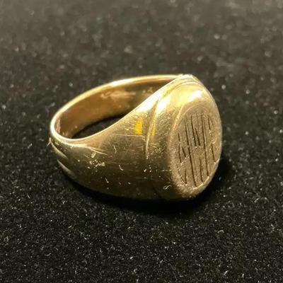 14k Gold Initial Ring (Size 8) (16.46 Grams)