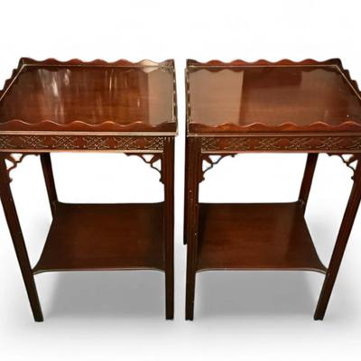 Two Carved Asian End Tables 