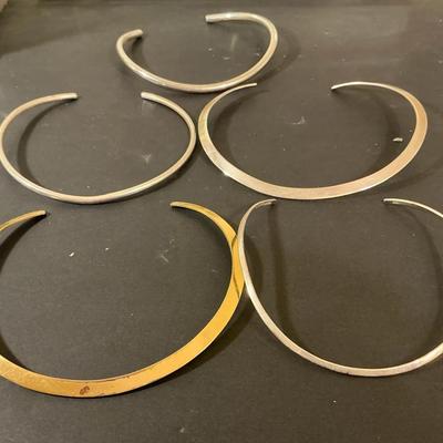 Sterling Silver Set Of Cuff Necklaces 