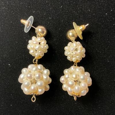 14k Gold Ball Pearl Earrings 