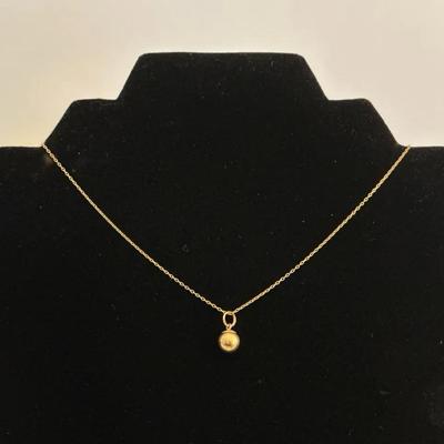 14k Gold Ball Pendant Thin Gold Necklace (1.4 Grams Total)