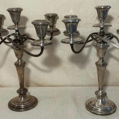 Gorham Sterling Silver Weighted Candleabras 14"h
