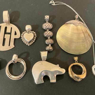 Sterling Silver Pendants Including Silpada And Mother Of Pearl 