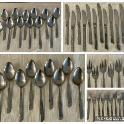 NS Co Stainless Steel Floral Flatware