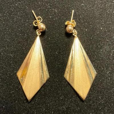 14k Gold Geometric Earrings (1.28 Grams)