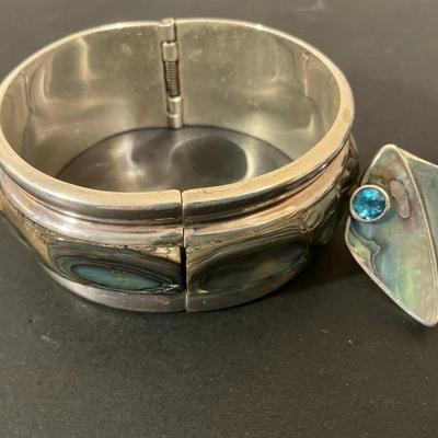 Sterling Silver And Abalone Cuff Bracelet And Marta Howell Ring 