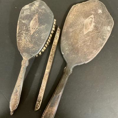 Weighted Sterling Silver Monogrammed Ladies Vanity Set 