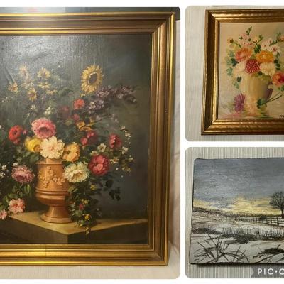 Vintage Floral & Landscape Paintings