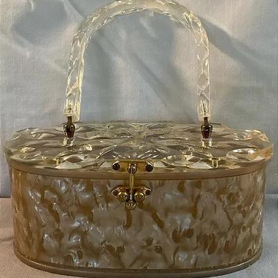 Vintage Lucite Oval Petite Purse 3” X 8”