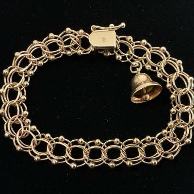 14k Gold Charm Bracelet (7 Inch) (15 Grams)