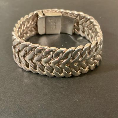 Taxco Mexican Sterling Silver 7” Cord Bracelet (83g)