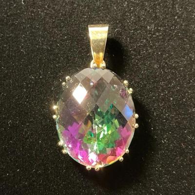 14k Gold Mystic Topaz Pendant 