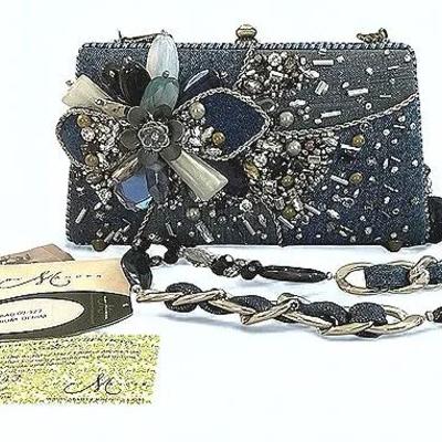 Mary Frances Premium Denim Embellished Clutch