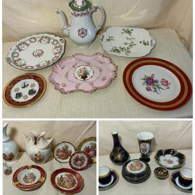 French Limoges, Austrian, & German Echt Kobalt China Dishes & Decor