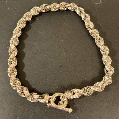 Sterling Silver Braided Rope Chain Toggle Necklace 18” (170g) 