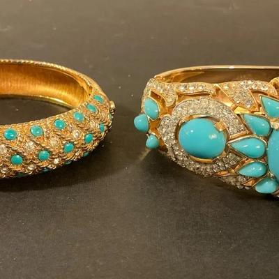 Joseph Mazer And Trifari Royal Crown Bangle Bracelets 